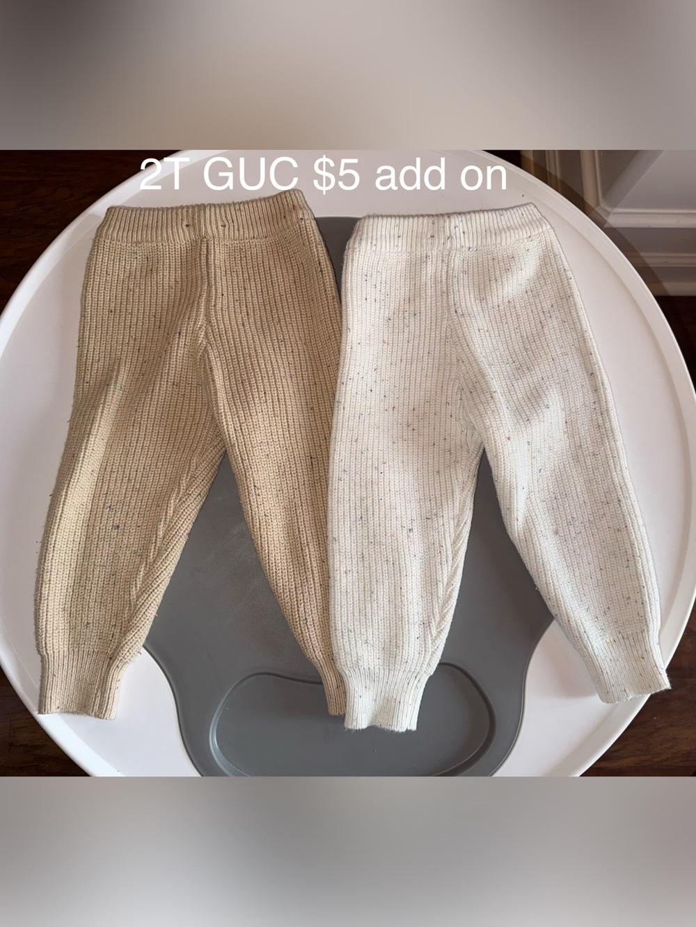 Cozy Knit Confetti Kids Pants - Beige and Cream